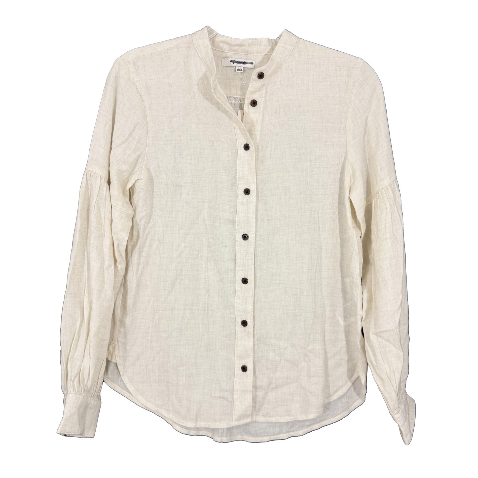 MADEWELL Stand-Collar Button-Up Shirt XS Ivory Lightweight Flannel NWT B96