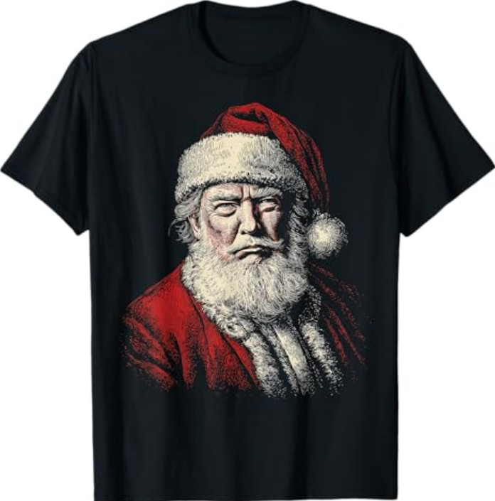 Vintage Trump Santa Face Art Funny Christmas Holiday Design T-Shirt