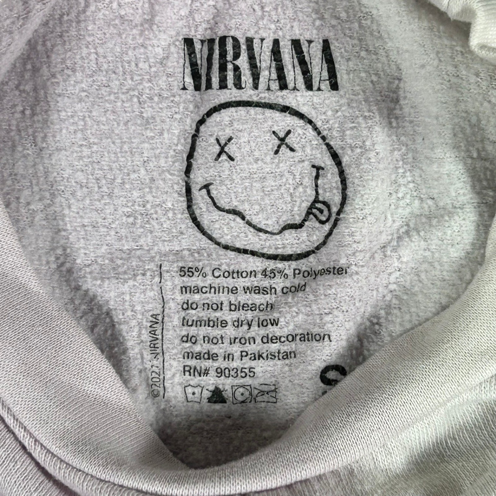 Nirvana Long Sleeve Shirt Womens Size S Purple Tie Dye Graphic Smiley Face Logo