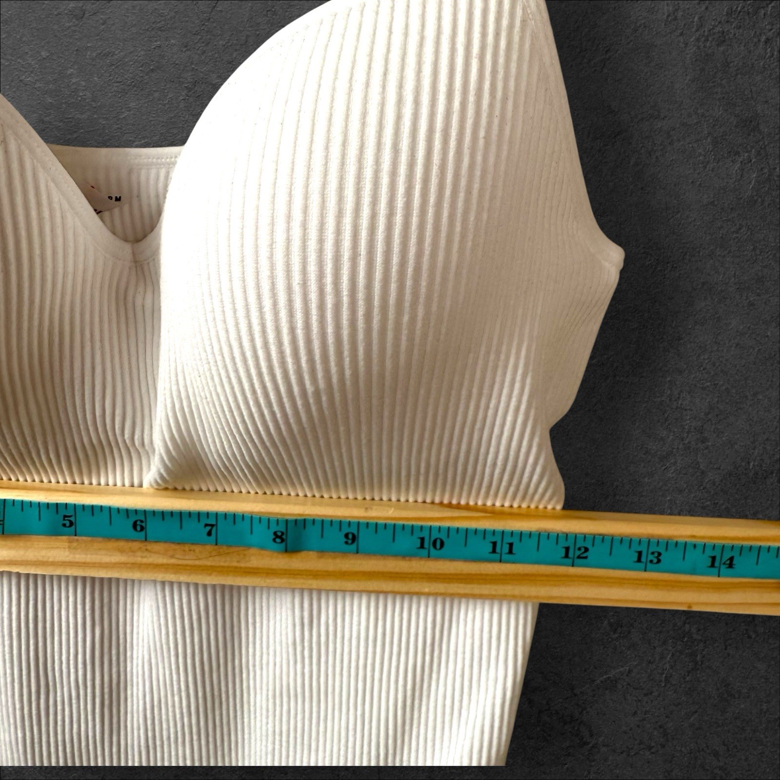 Ribbed Thong Bodysuit Womens Size M/L White Stretch Padded Capsule Wardrobe