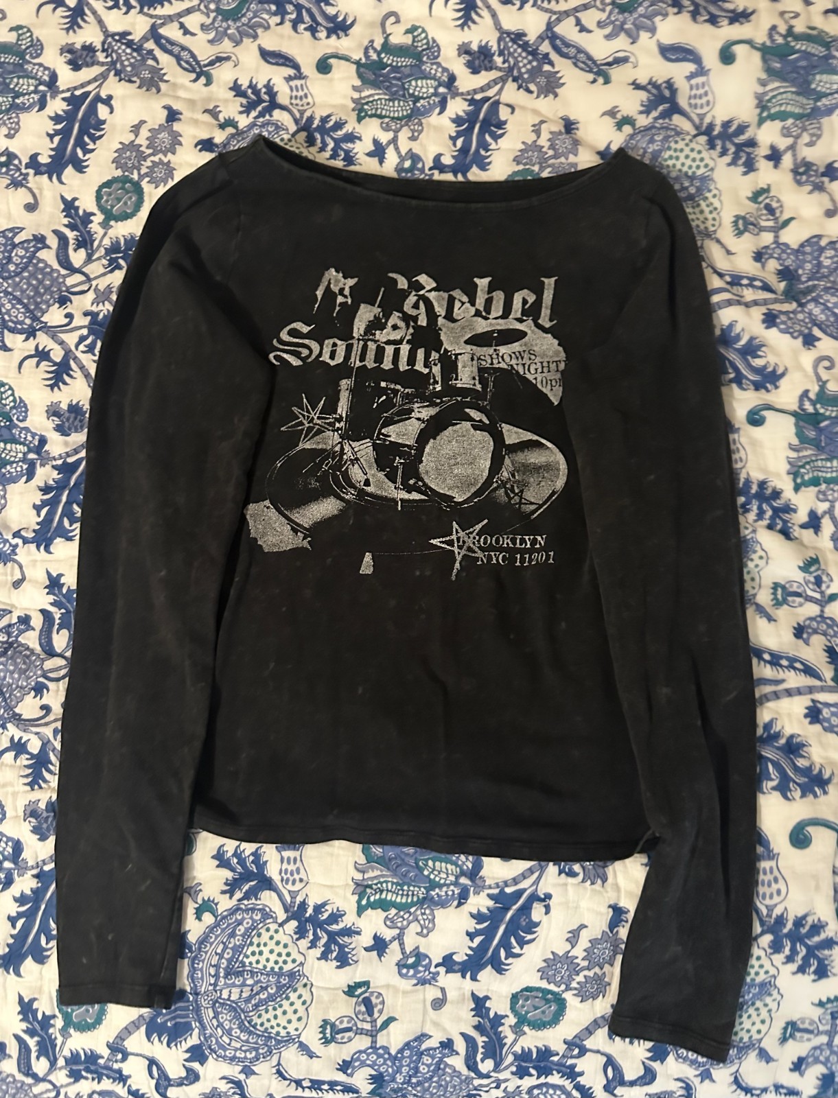 Washed Black Hollister Slash Neck Top NWOT Small/Medium (READ DESC)