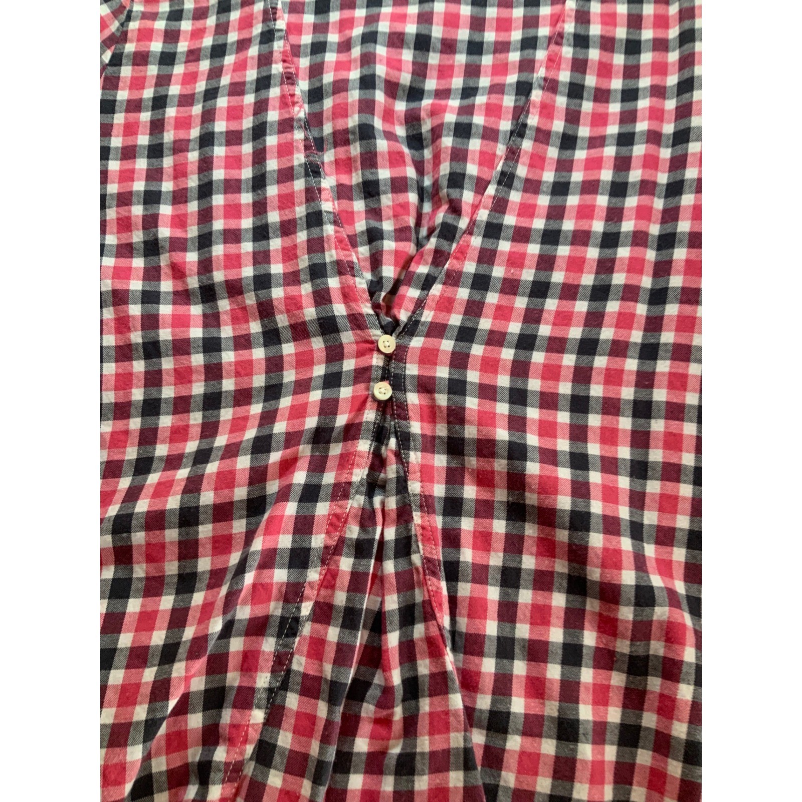 Carhartt Womens Pink Navy Blue Gingham Plaid Button Down Shirt Large L 12/14