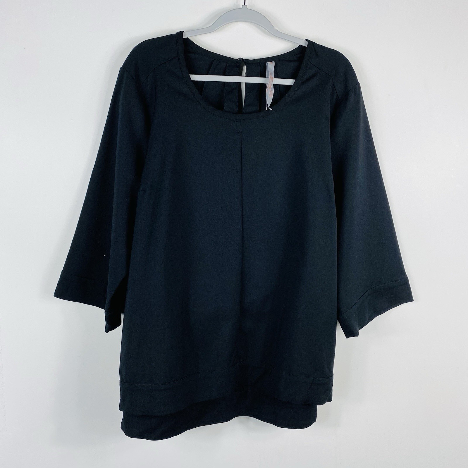 Melissa McCarthy Seven7 Top 2X Black Tie Waist Belted Blouse