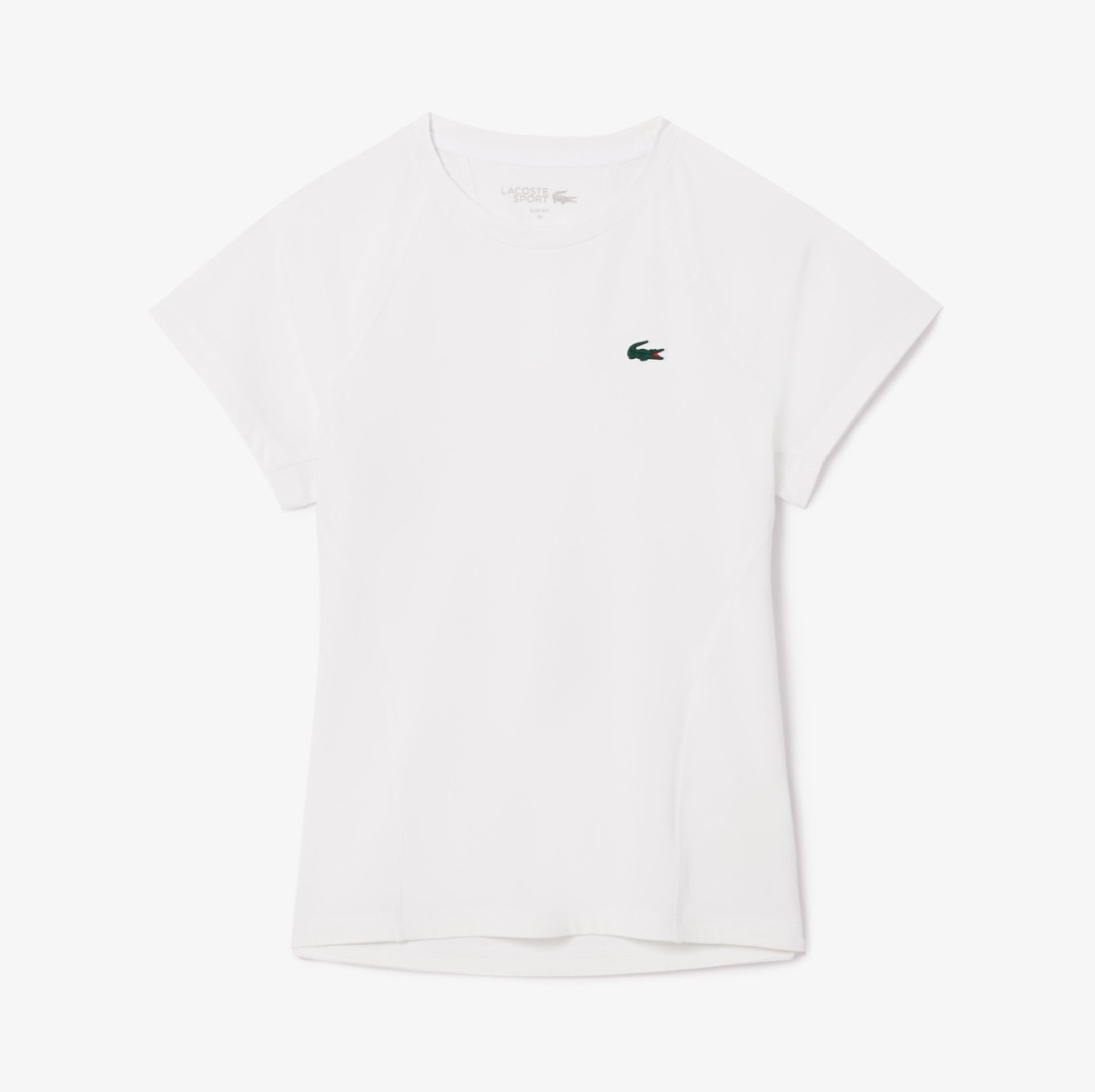 $90 LACOSTE Women’s Slim Fit Ultra Dry Stretch Sport T-Shirt – White – 34 / US 2