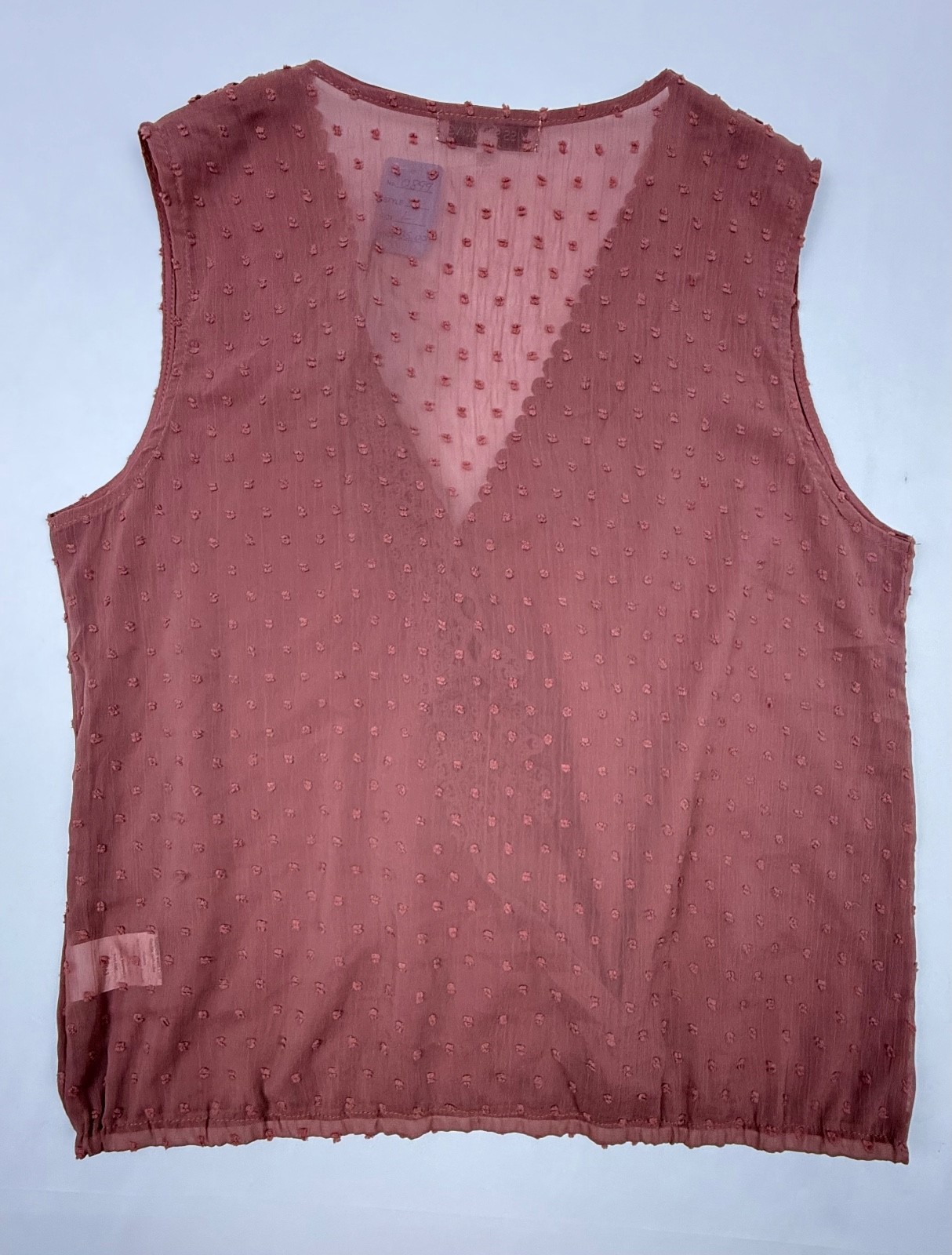 Miss Sparkling Women’s Sleeveless Mauve Top Lace Trim Textured Dot New