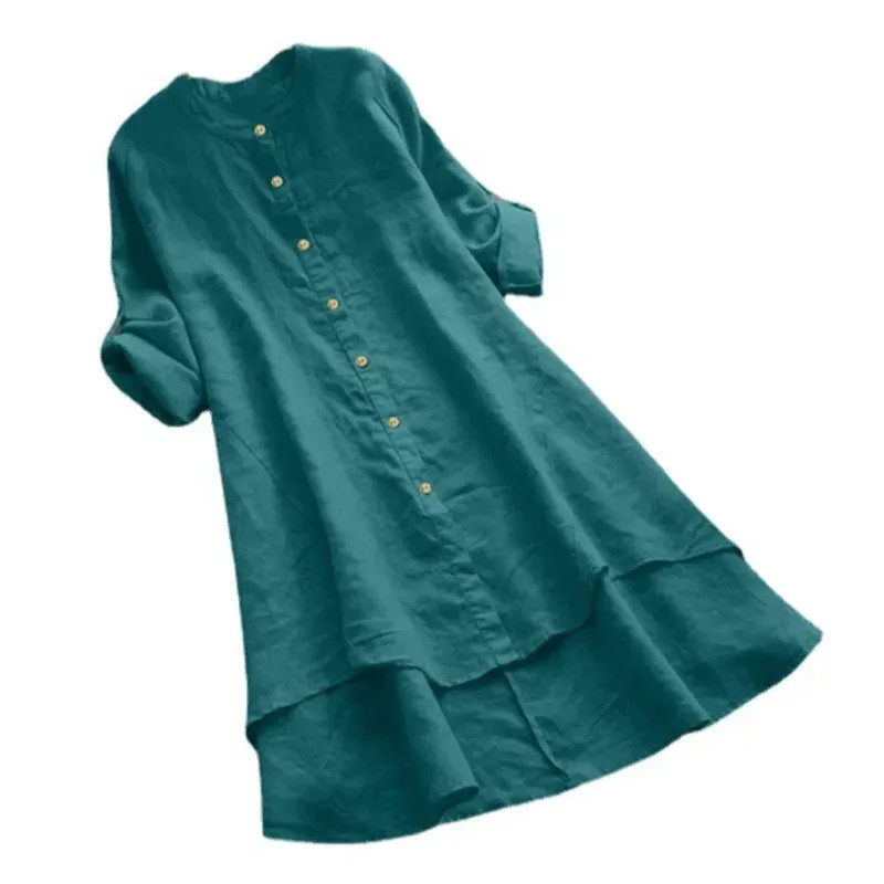 Amazon Ebay New Solid Color Women’s Long Sleeve Cotton Linen Shirt With.