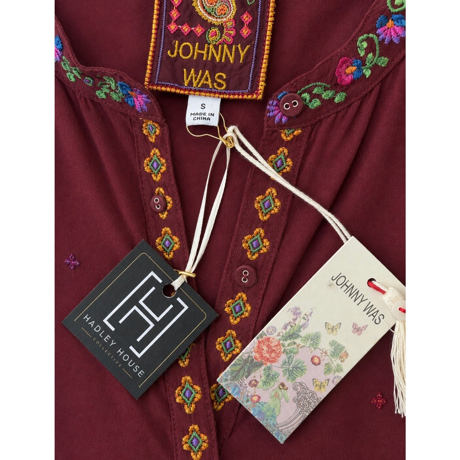 JOHNNY WAS The Audrey Mandarin Collar Shirt NWT Size S