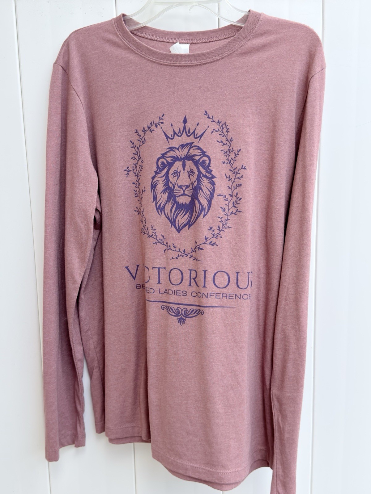 Lion Face Long Sleeve Victorious Women’s Conference Bella+Canvas Large Mauve