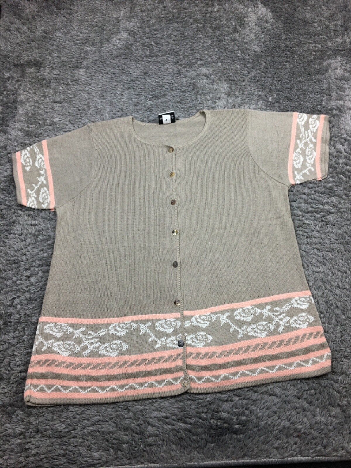 Fashion Bug Button Up Top Woman Size 22/24 Beige Acrylic Cotton-Like