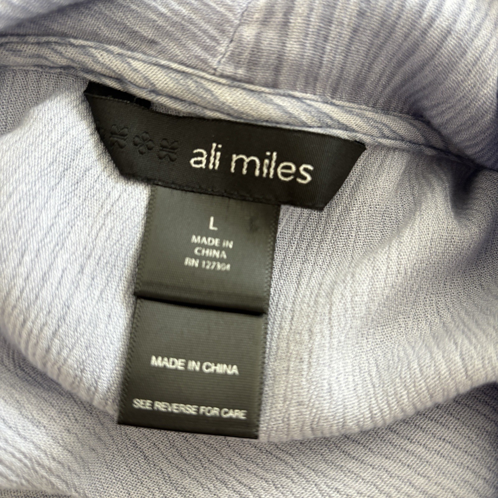 Ali Miles Asymmetrical Cowl Neck Tunic Top Womens L Periwinkle Lagenlook