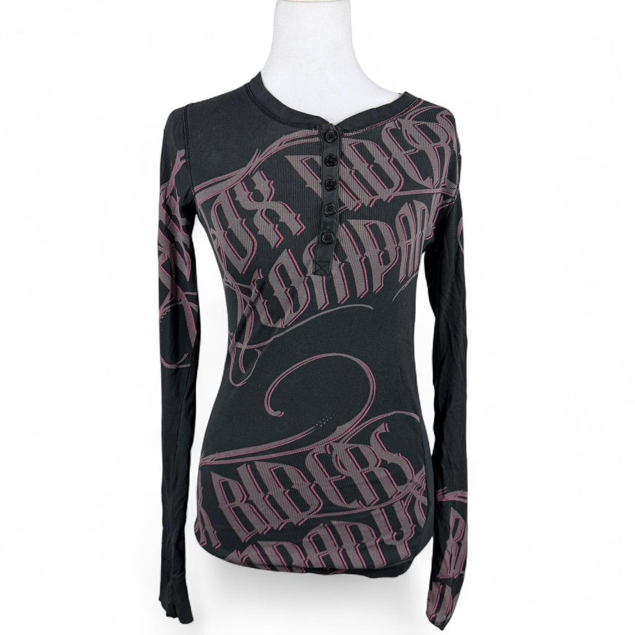 Y2K women’s fox racing thermal tee / Henley long sleeve, Size small black