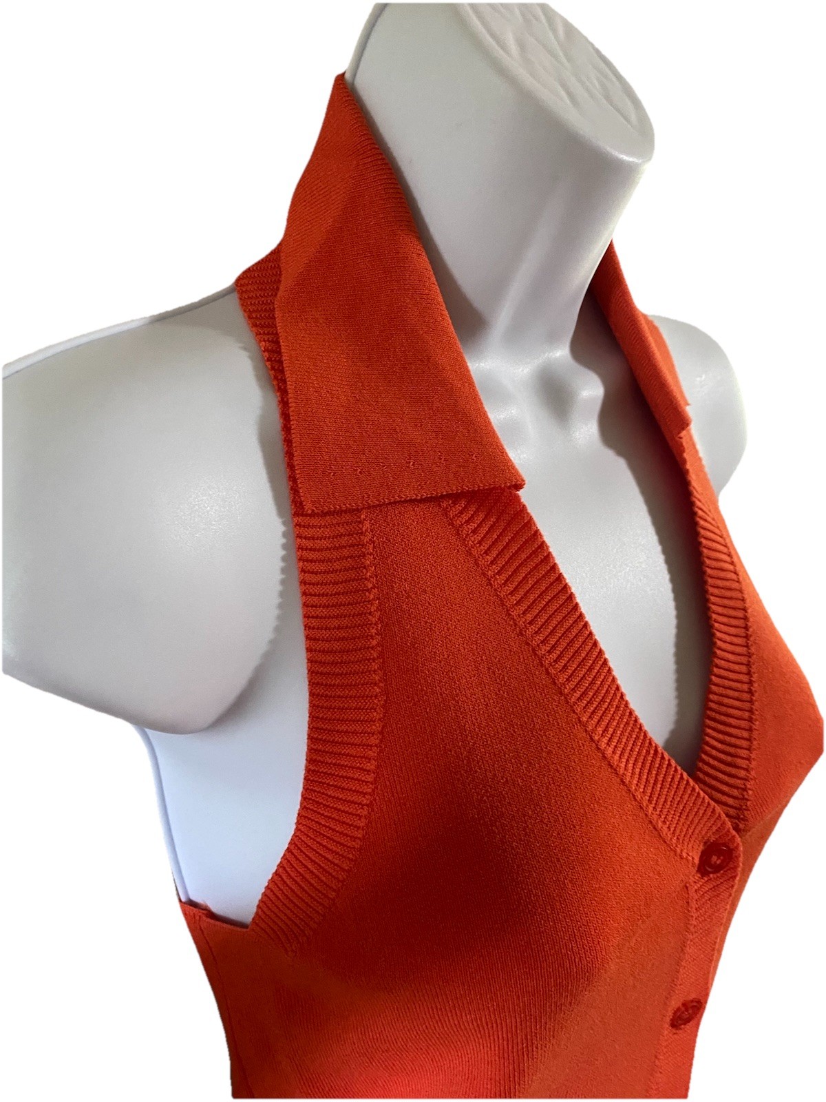 NEW Revolve 525 America Knit Polo Halter Papaya Orange Size XS Rayon Nylon