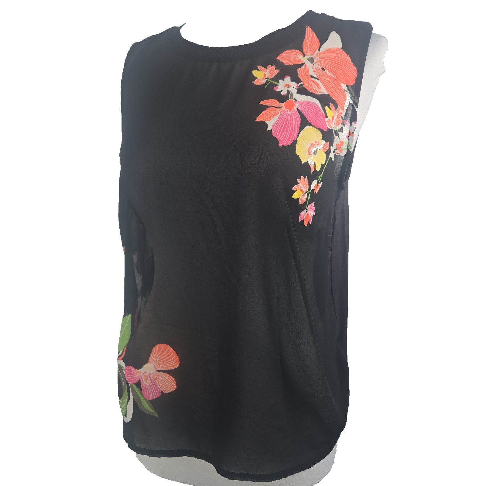A New Day Women’s Medium Black Chiffon Jersey Pop Over Layering Top (Shell)