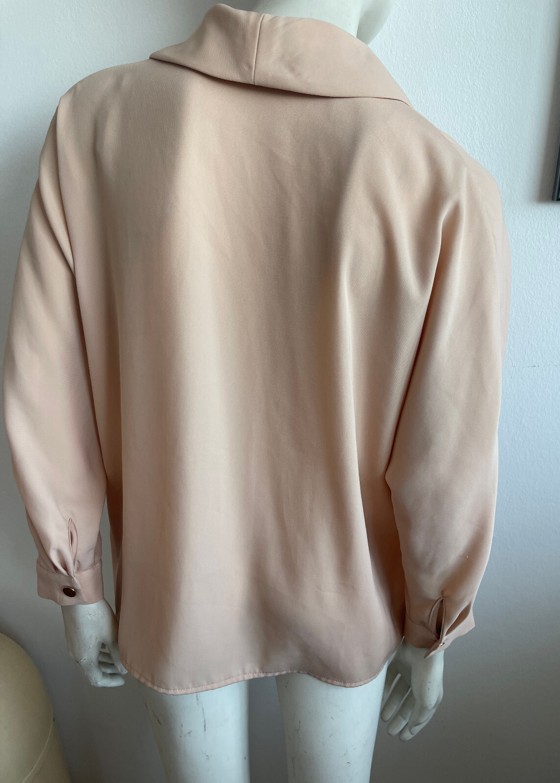 ZARA Womens SHIRT Blouse M 3/4 Sleeve Shawl Collar Front Pleat Crinkle Free Aprocot Kimono