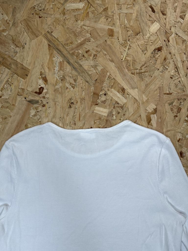 Cotton On Ribbed Long Sleeve Top Womens Medium White Crew Neck Knit Tee