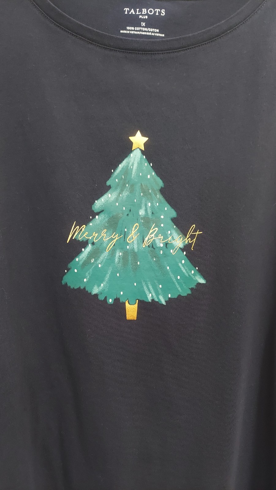 Talbots Navy Christmas Tree Top Size 1x