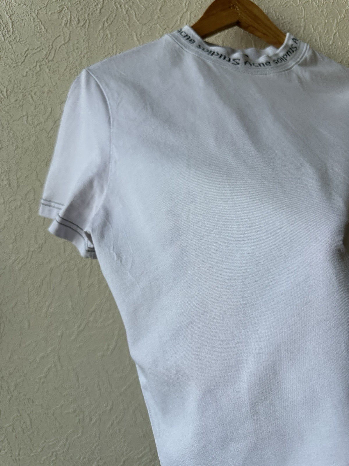 Acne Studios Logo Jacquard Collar White T Shirt