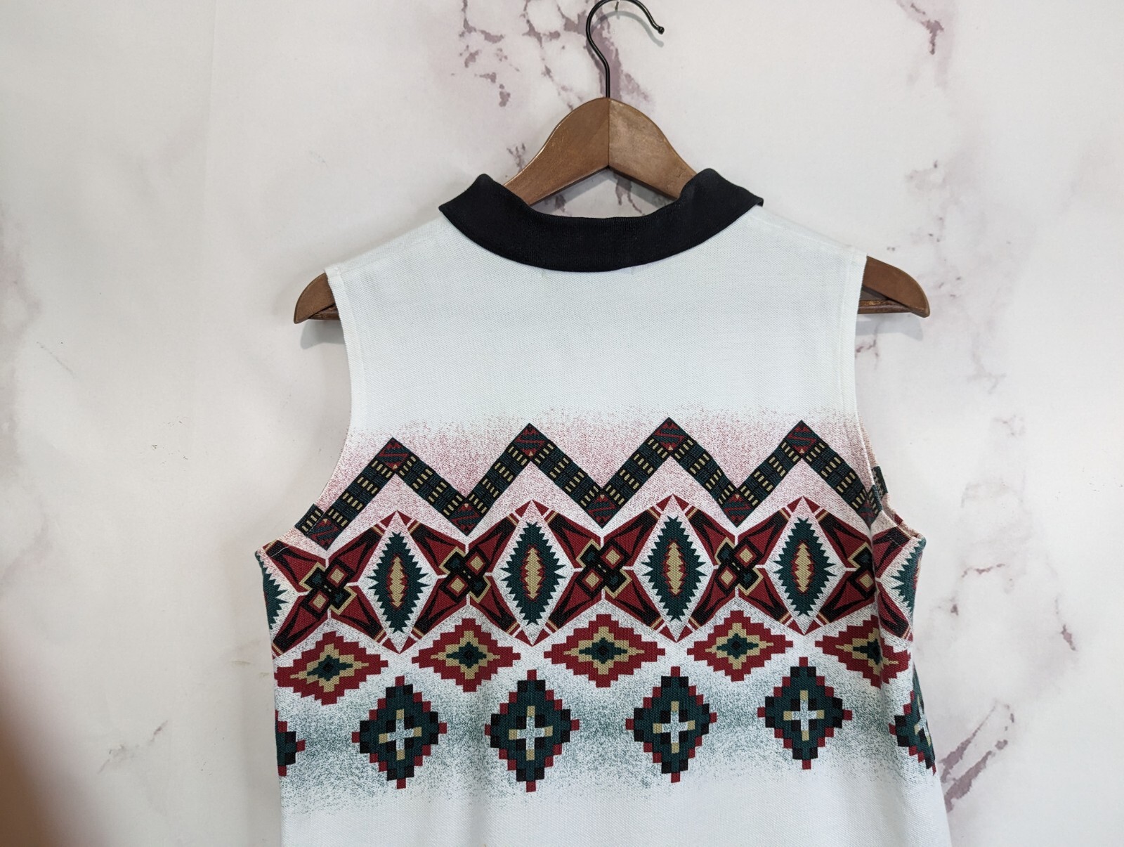 Vintage Top Women Large Tank Southwest Sleeveless Shirt 90s Polo Aztec