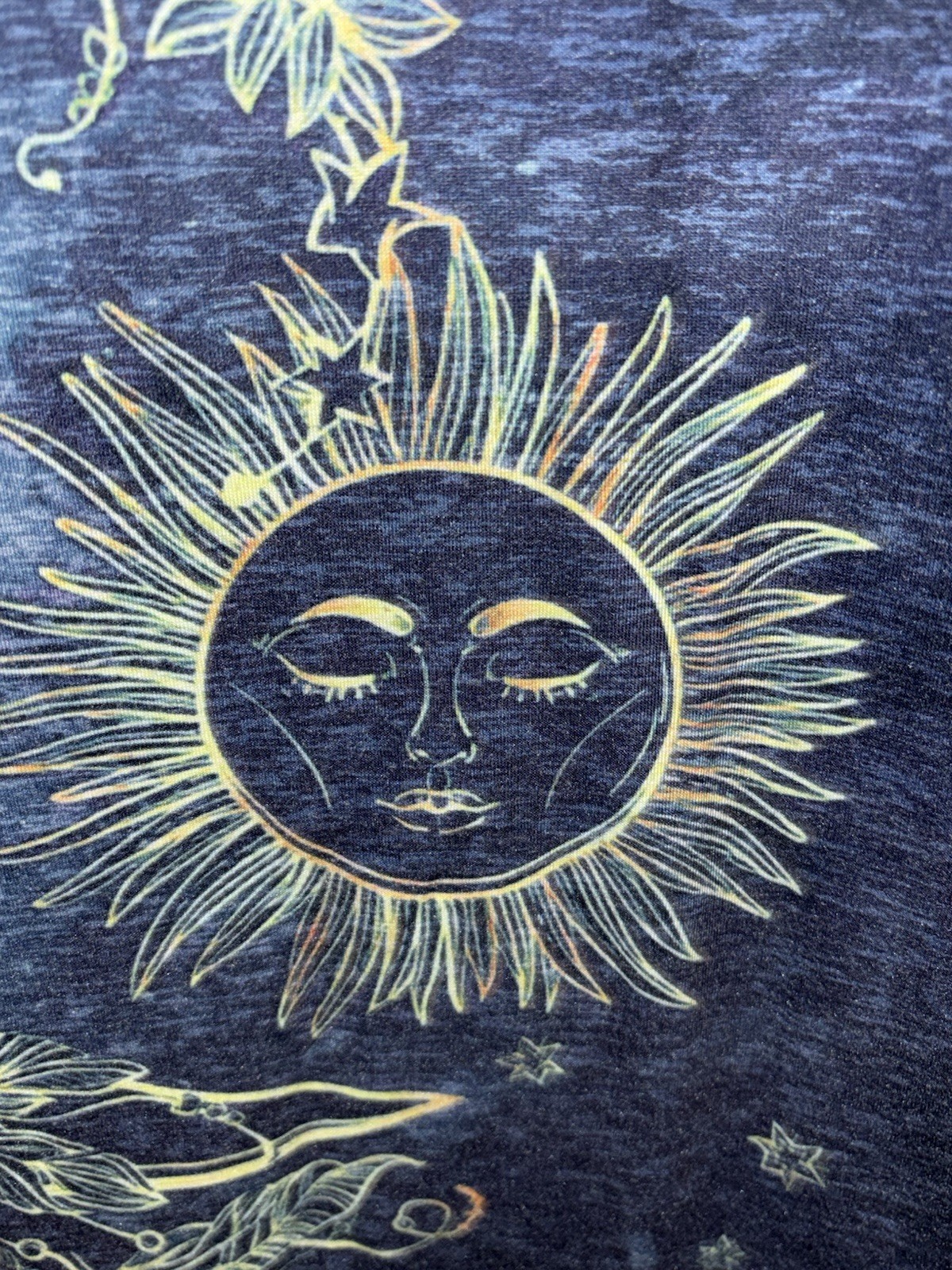 Celestial 2X T-Shirt Sun Moon Stars Unisex XXL Tee Blue Graphic Tee Spiritual