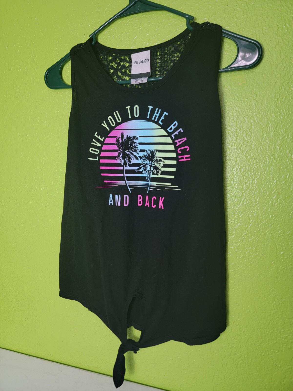 Juniors Tank Top Love You To The Beach And Back Jerry Leigh Black Small