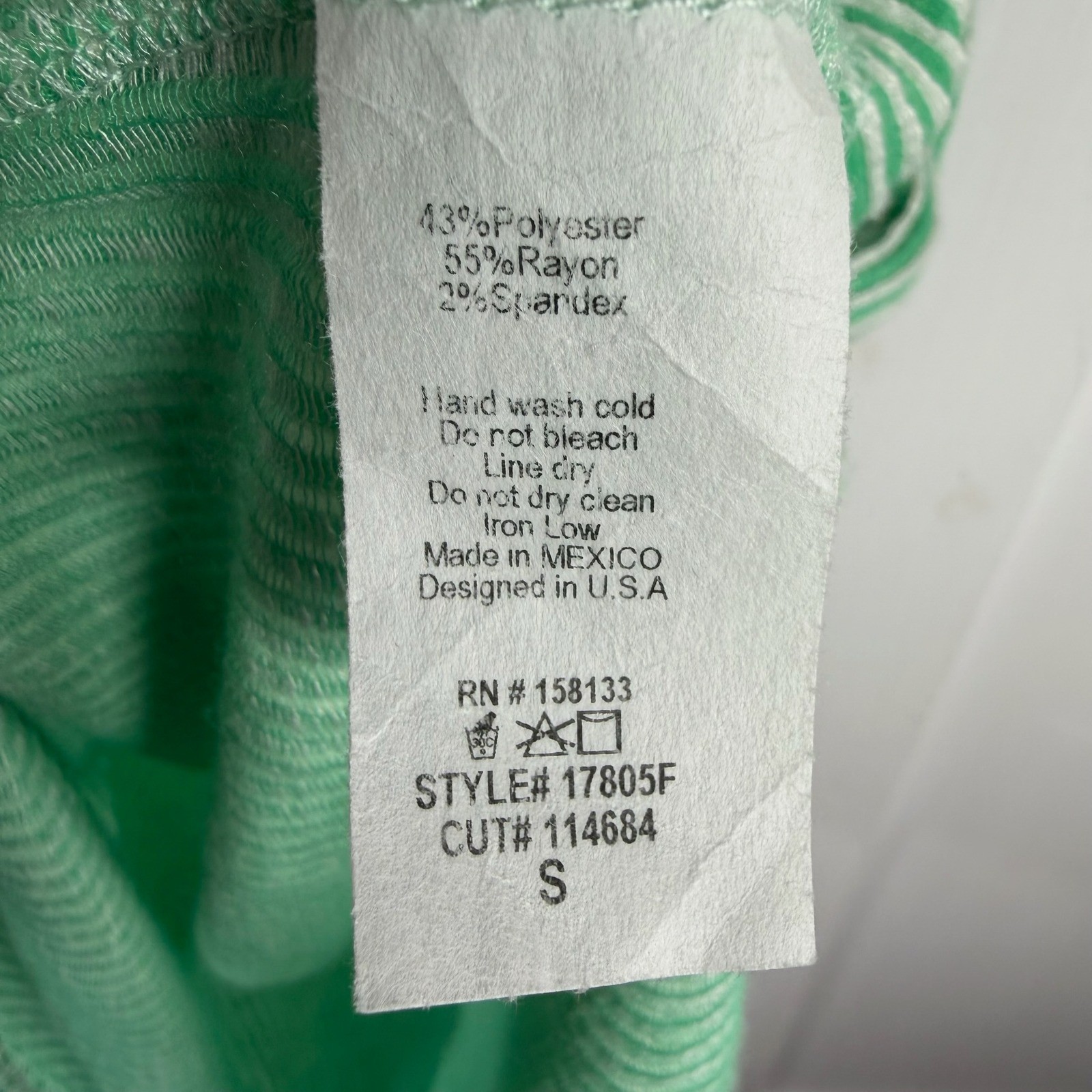 Staccato Green White Stripe Ribbed Knit Tank Top Sleeveless Casual Size S