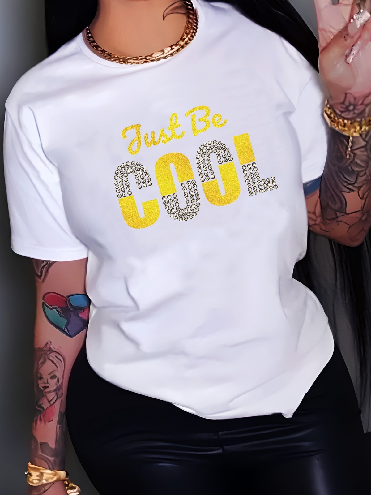 Women’s Just Be Cool Graphic T-Shirt Casual Crew Neck Short Sleeve Trendy Tee