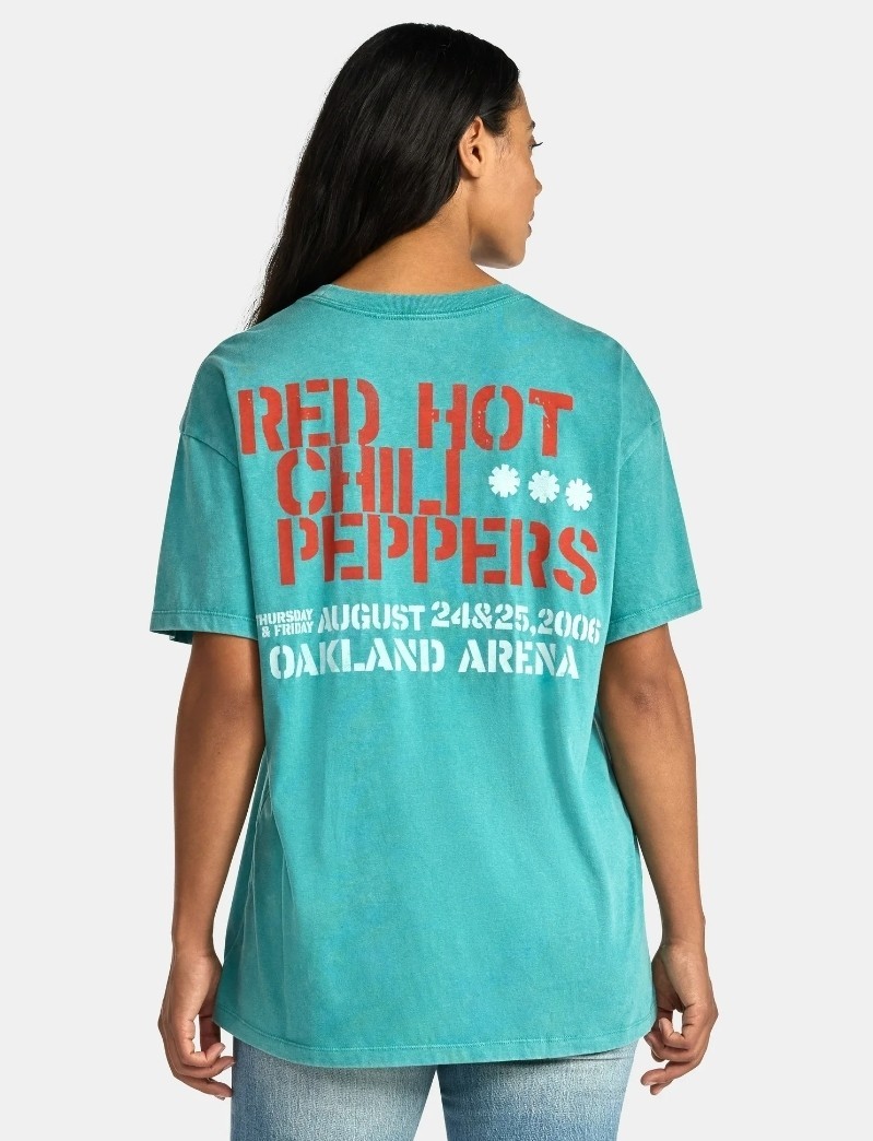 Red Hot Chili Peppers Concert Tee Teal Womens Size L Oakland Arena 2006 Reprint
