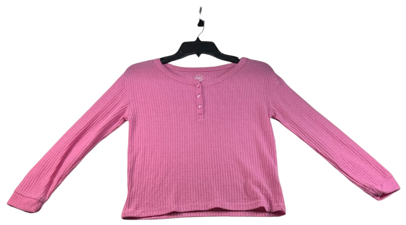 Wonder Nation Blouse Womens Size Medium Pink Long Sleeve Waffle Knit New