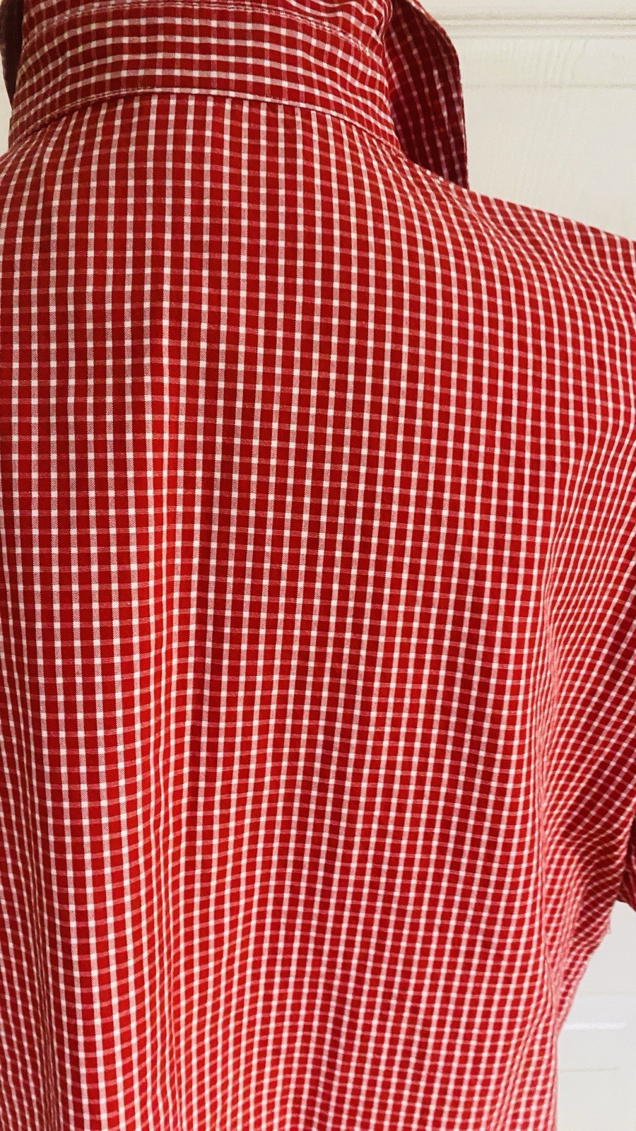 Josephine Chaus Women’s Red White plaid Button Front Collared Top PL