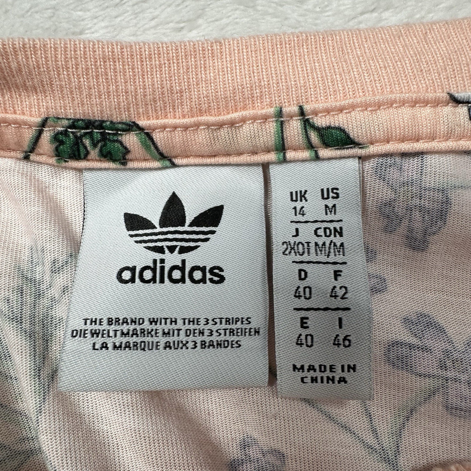 Adidas Originals Floral Crop Top T-Shirt Women’s M Trefoil Ain’t No Sunshine