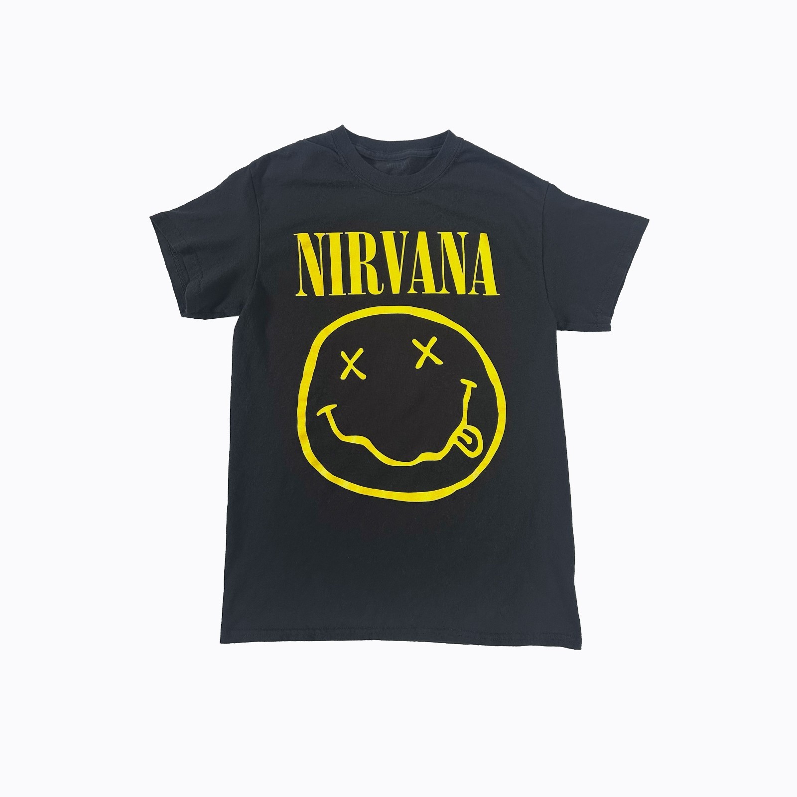 Nirvana Band Black T-Shirt S Kurt Cobain Alternative 90s Rock Grunge Smiley Face