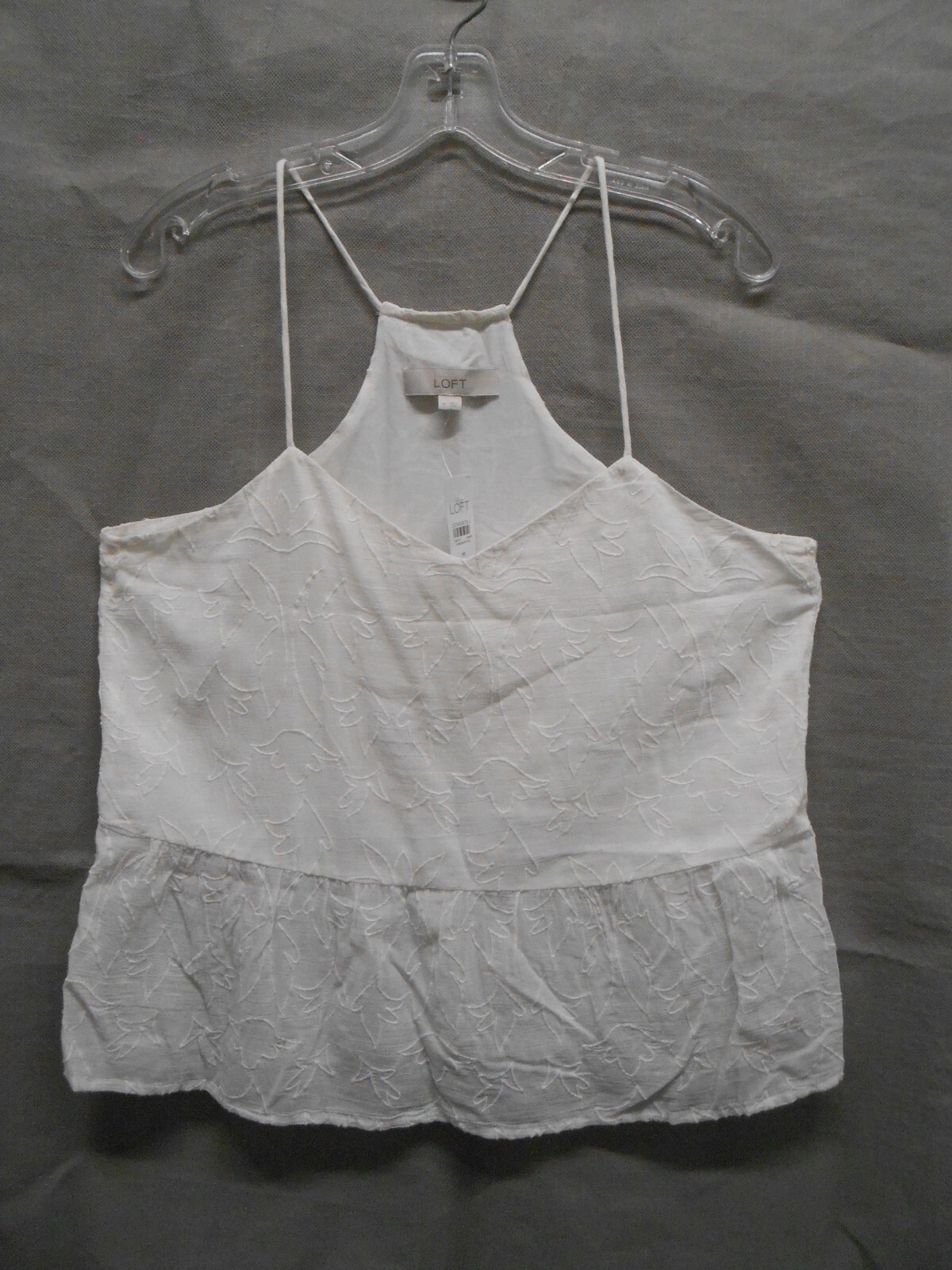 Loft Shirt Womens Medium White Ladies Bohemian Blouse Top Casual Flowy Strappy
