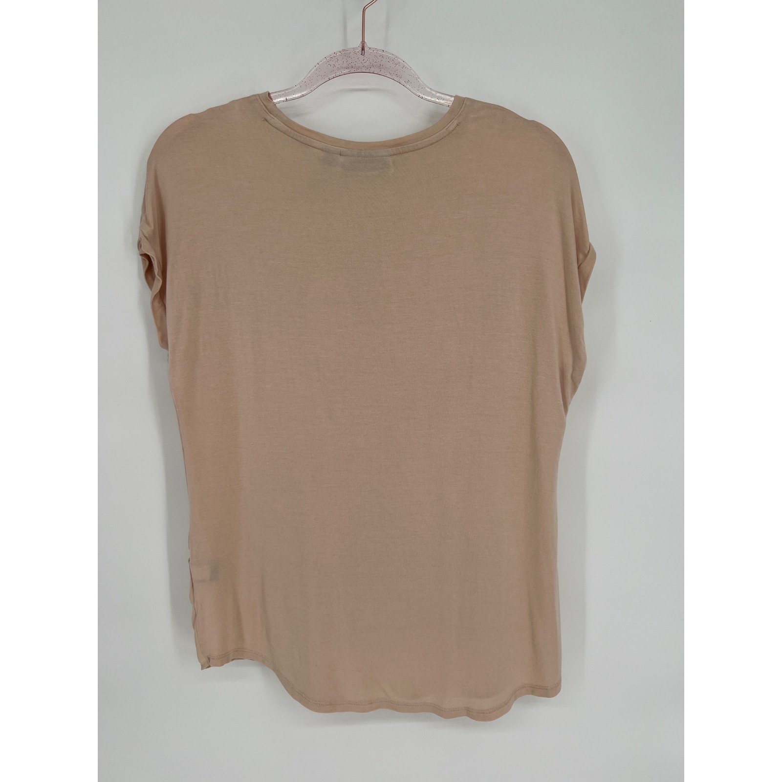 Apt. 9 Sequin Embellished Top Party Cocktail Blouse Short Sleeve Light Pink S