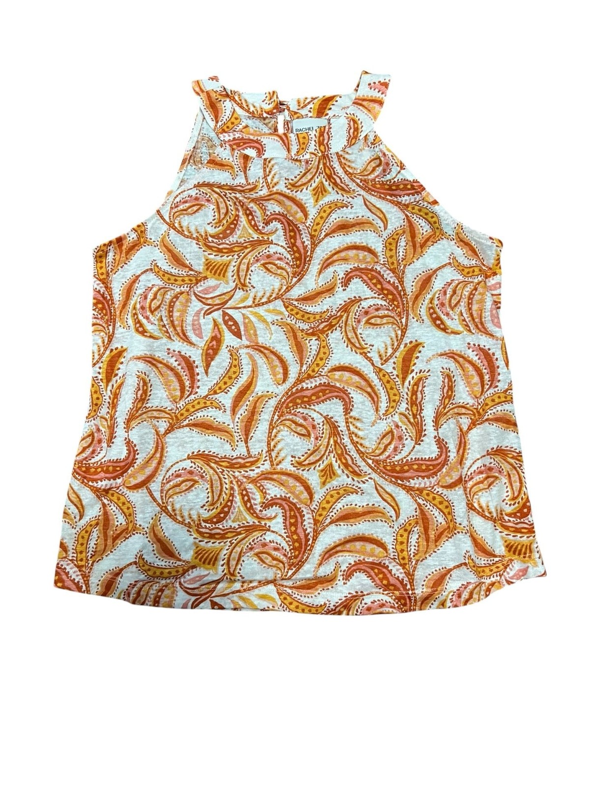 Rachel Zoe Linen Paisley Print Sleeveless Halter Tank Top
