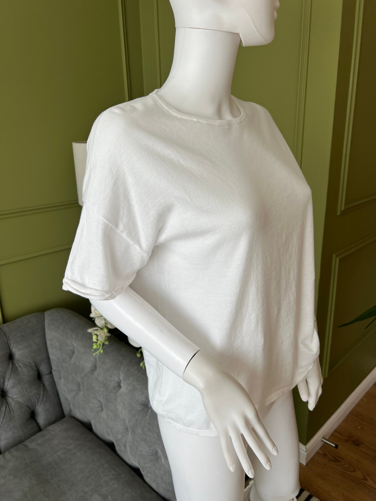 Brora T shirt White super Soft Cotton Top Size 8-10