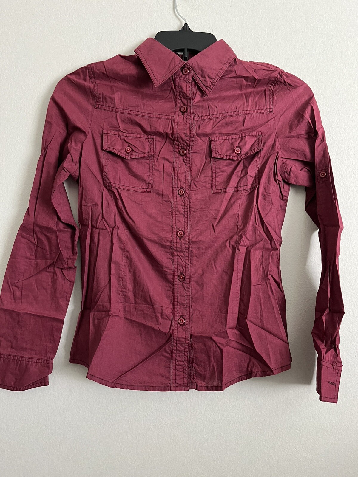 Murmur Womens Size Small Top Marroon Button Front Long Sleeve Outdoors