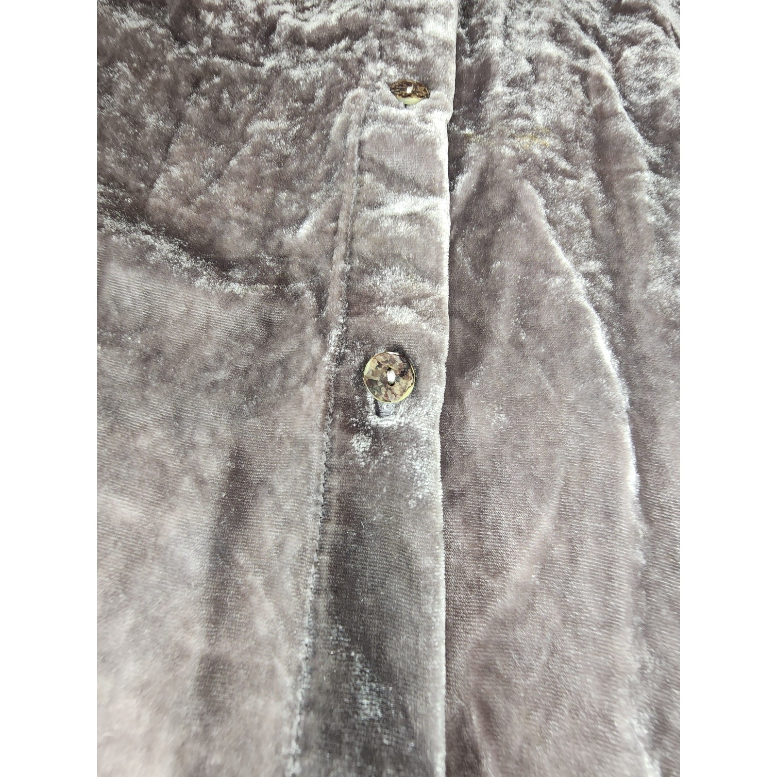 Jade by Johnny Was Velvet Button Front Shirt Small Taupe Gray Boho Tunic Flaws