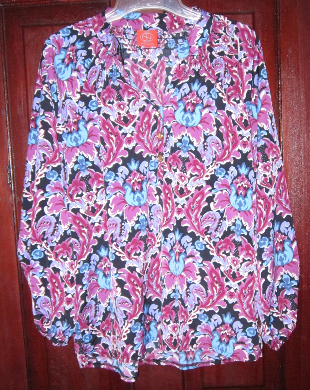 Tracy Negoshian Sz S New Top Blouse Tunic Shirt Popover Floral Print Boho Flowy