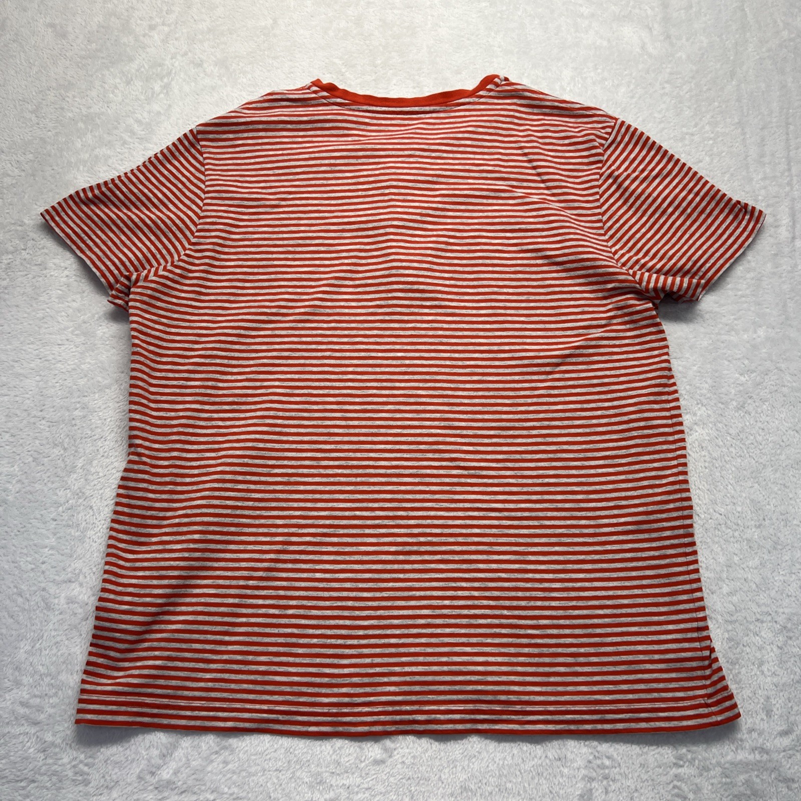 Lacoste 3 Button Crew Neck Short Sleeve Pullover Size 5 Red Gray Stripe Reg. Fit