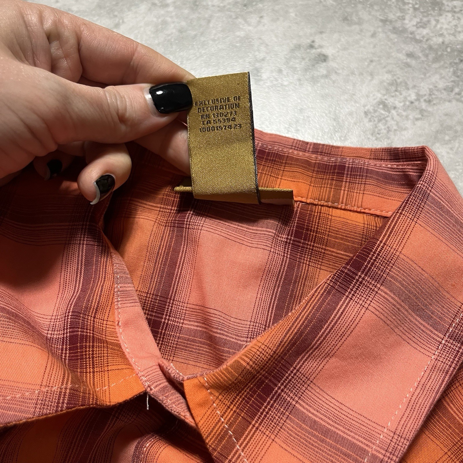 Wrangler Button Pearl Snap Shirt Long Sleeve Orange Plaid Western New Womens S
