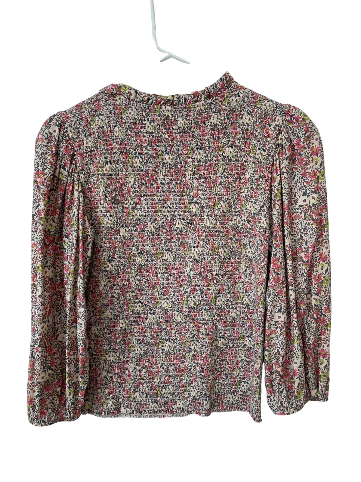 Abrielle Feminine Cutout Tee Medium Floral Smocked Tie Neck Superbloom Bohemian