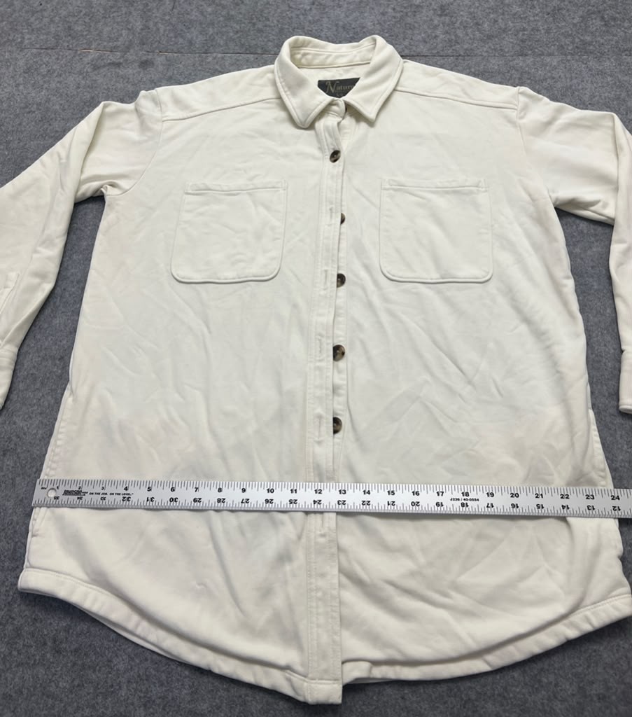 Natural Reflections Women’s Cream Off-White Button Down Shirt Jacket L/G XCZBNVC