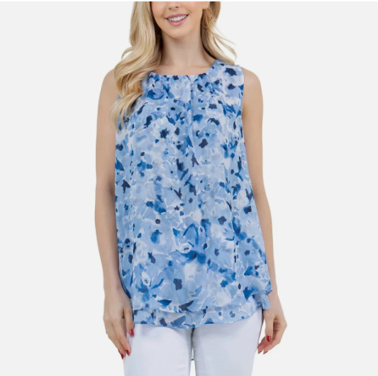 Cristina B Women’s Sleeveless Crewneck Blouse small