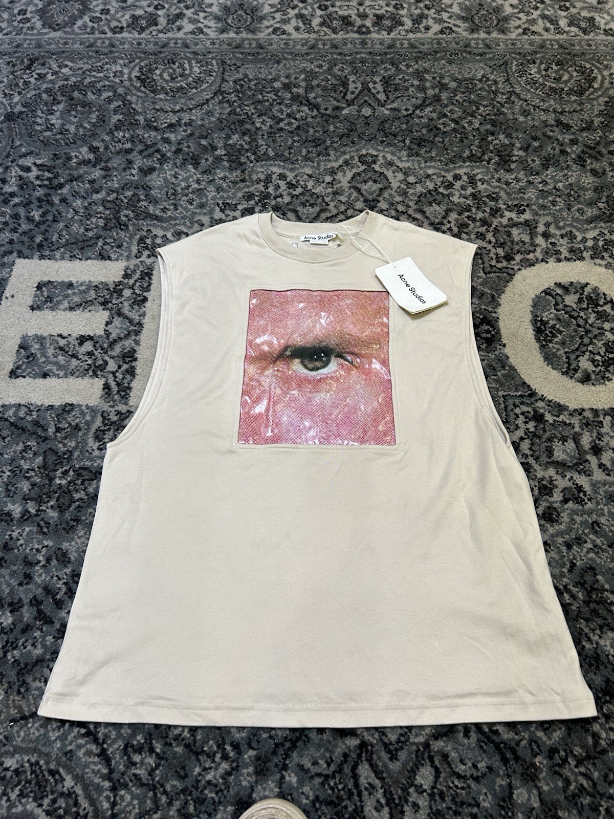 Size S – Acne Studios Graphic Tank Top – Beige / Tan