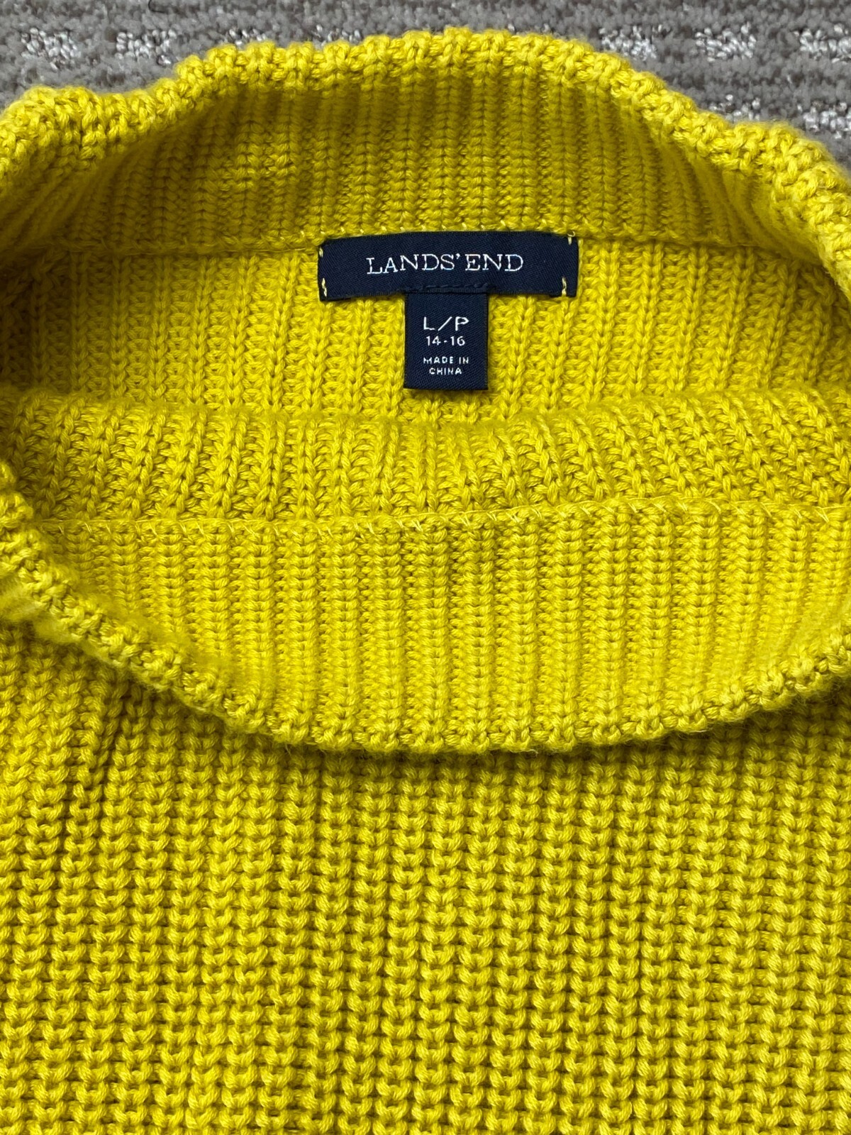 $50 New Lands’ End Women’s LS Fine Gauge Shaker Funnel Neck Sweater Yellow L/P