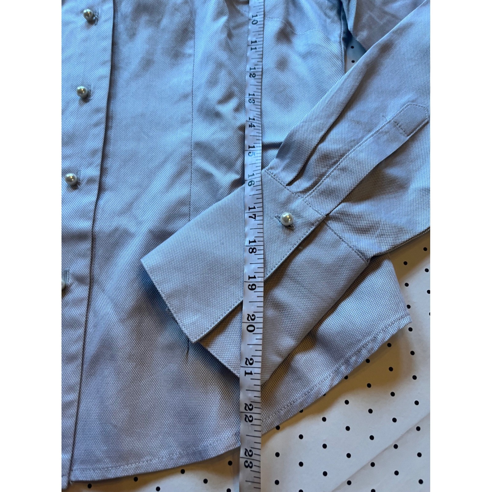 Farinaz Taghavi Gray Cotton Pearl Button Blouse Made in Canada Y2K Women 4
