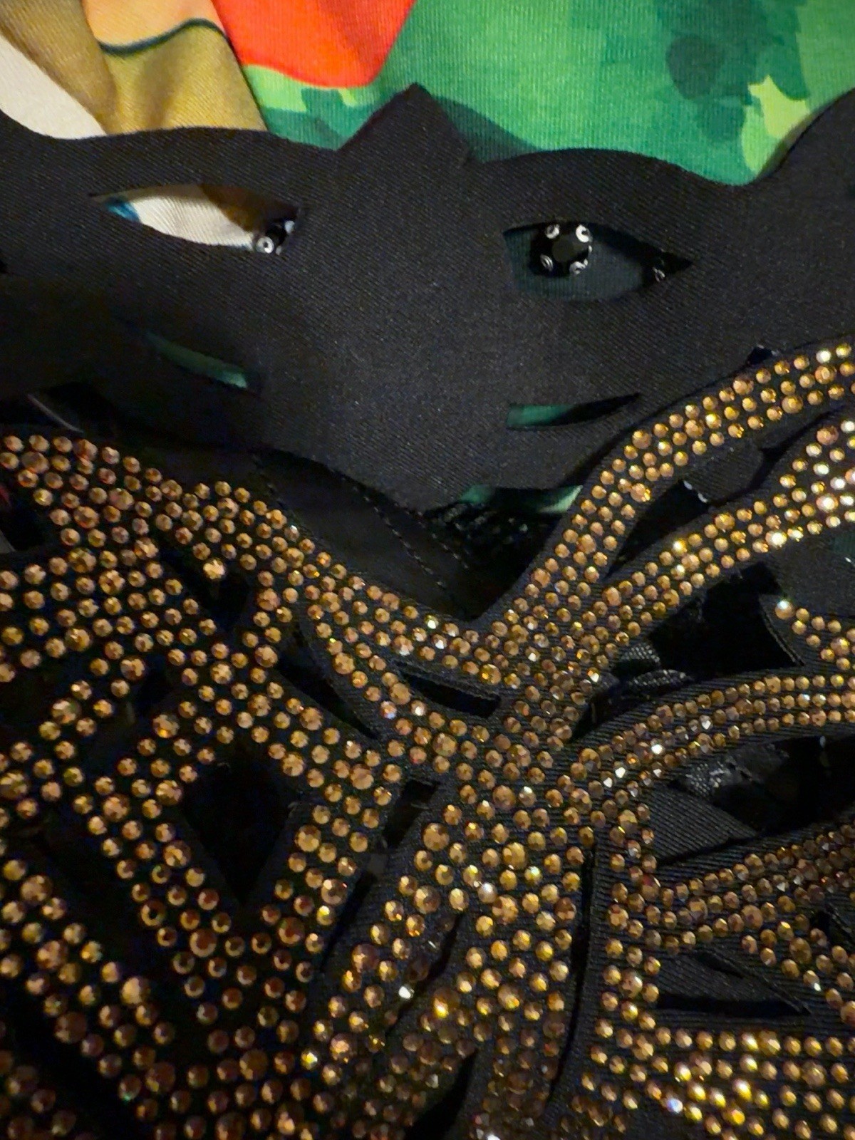 Liz Clift Black Rhinestone Cutout Keyhole Back Top Size S Made in Turkey NWT