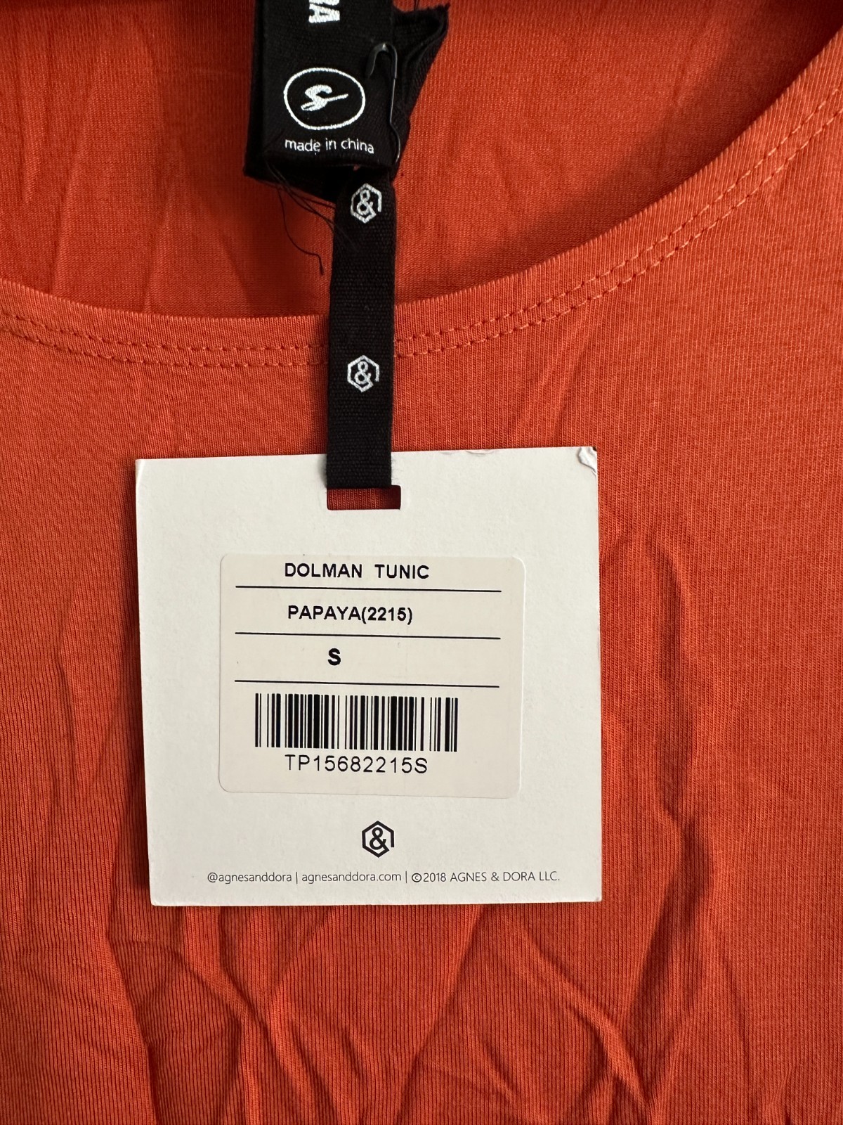Agnes & Dora PAPAYA Rust Orange Woman Dolman Tunic Size Small S NWT