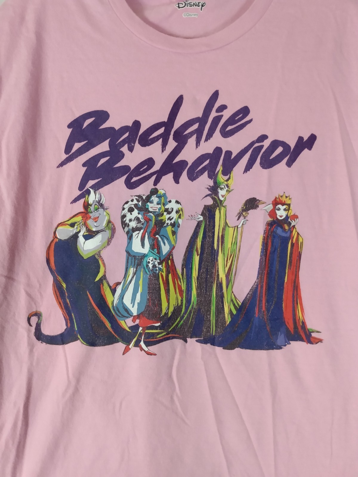 Disney Villains Baddie Behavior Tshirt Adult XL Pink Ursula Cruella Maleficent