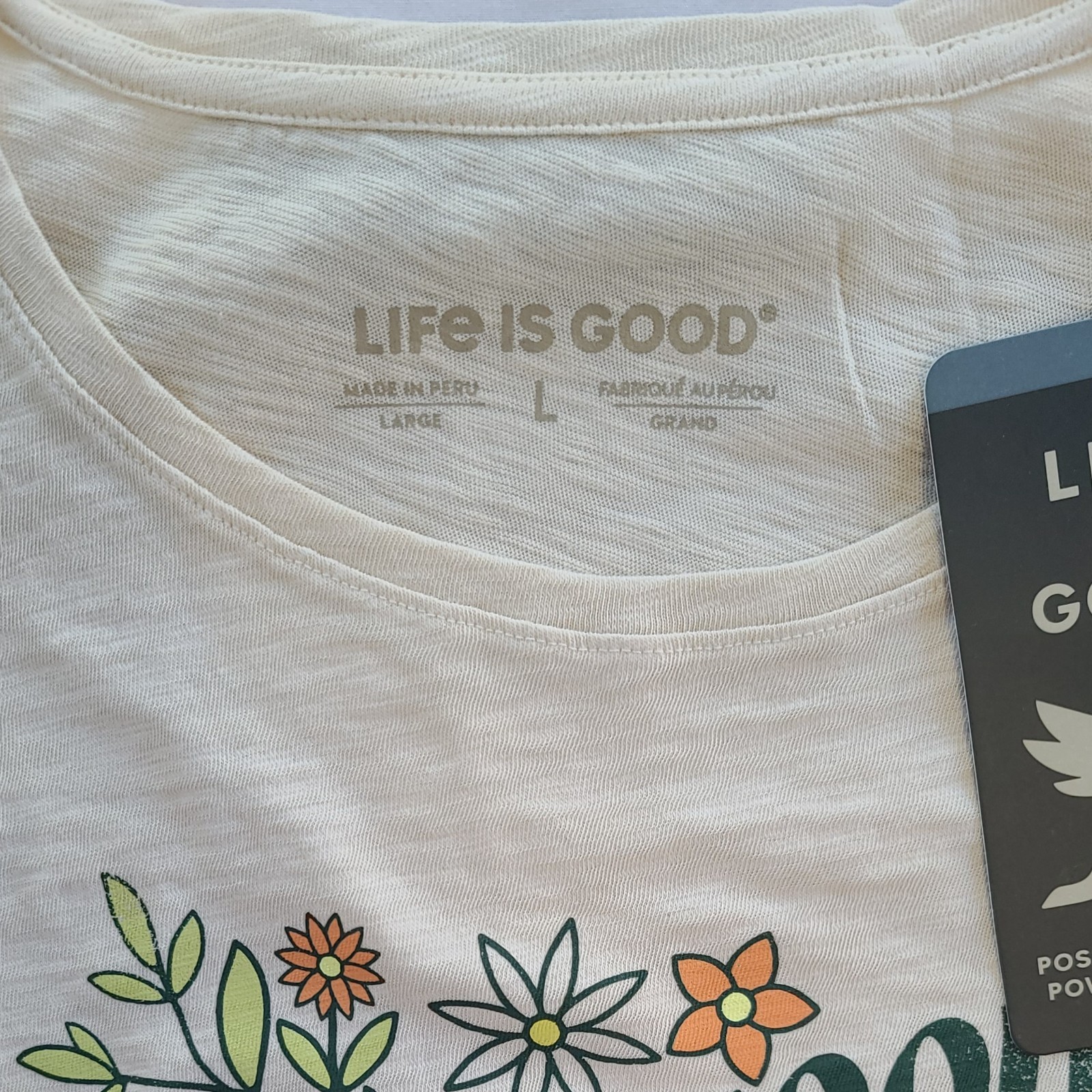 Life Is Good SS Shirt Relaxed Slub Tee GARDEN Flower Daisy Chest45in Womens L